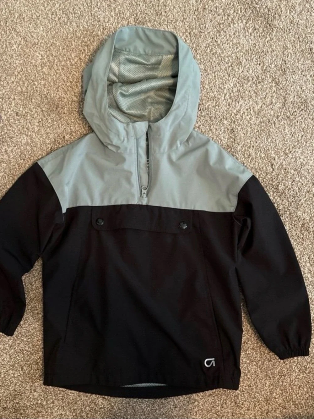 GAP Boys Two-Tone Hooded Pullover Jacket - Light Gray & Black